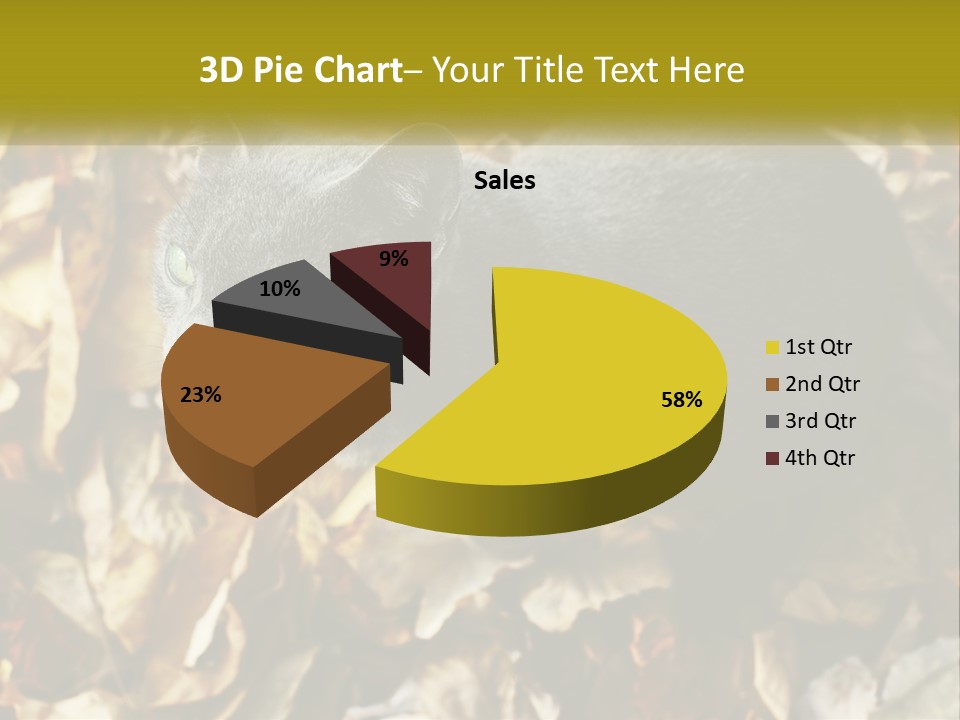 A Gray Cat Standing On Top Of A Pile Of Leaves PowerPoint Template