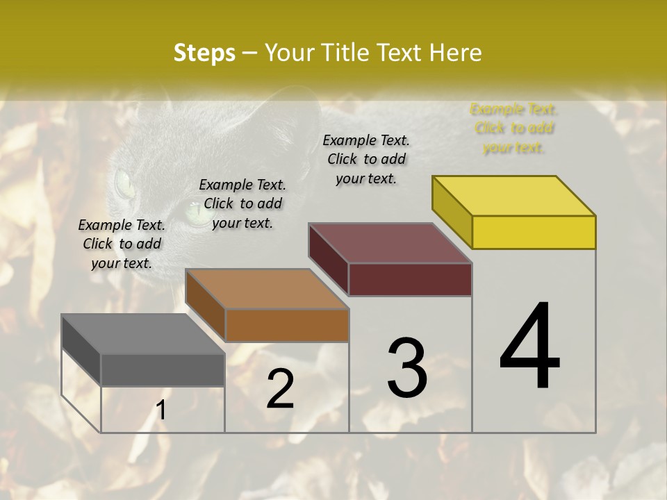 A Gray Cat Standing On Top Of A Pile Of Leaves PowerPoint Template