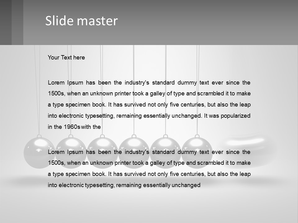 A Group Of Balls Hanging From Strings In A Room PowerPoint Template