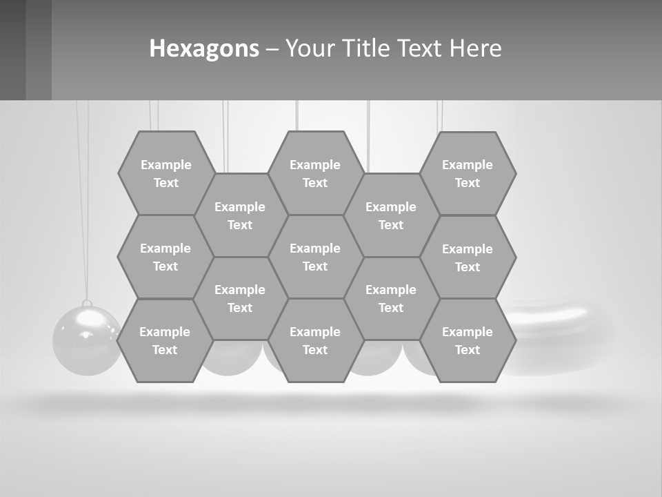 A Group Of Balls Hanging From Strings In A Room PowerPoint Template