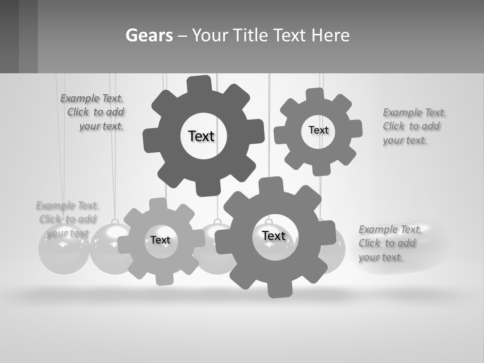 A Group Of Balls Hanging From Strings In A Room PowerPoint Template