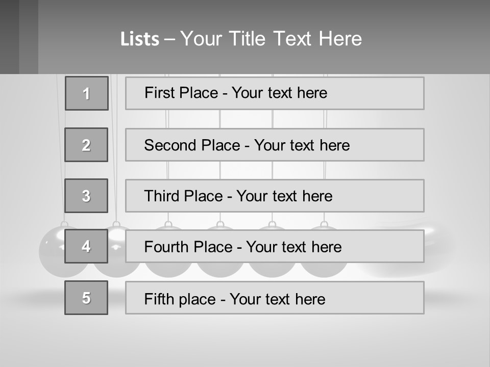 A Group Of Balls Hanging From Strings In A Room PowerPoint Template