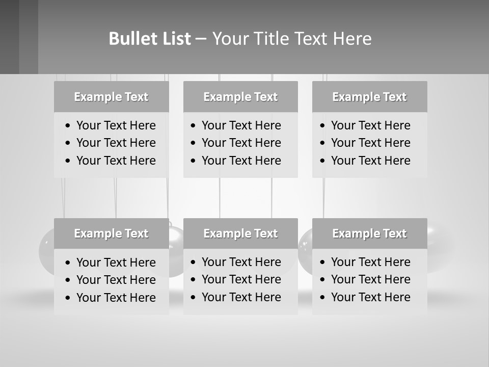 A Group Of Balls Hanging From Strings In A Room PowerPoint Template
