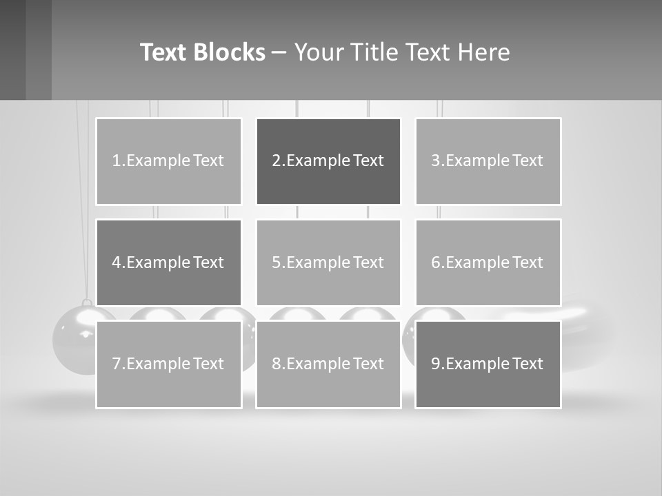 A Group Of Balls Hanging From Strings In A Room PowerPoint Template