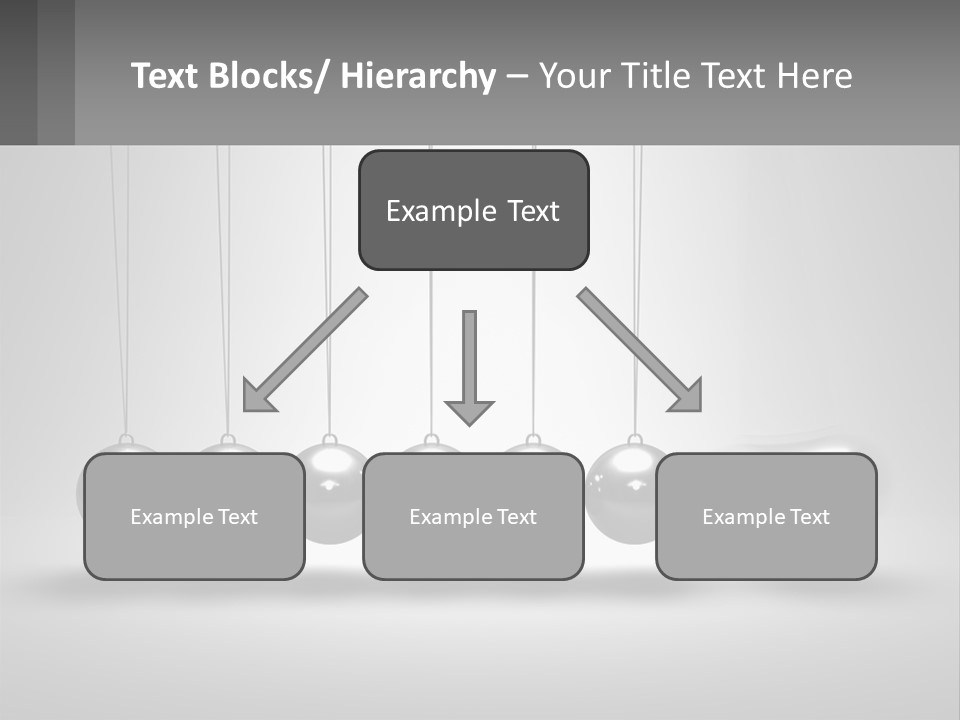A Group Of Balls Hanging From Strings In A Room PowerPoint Template