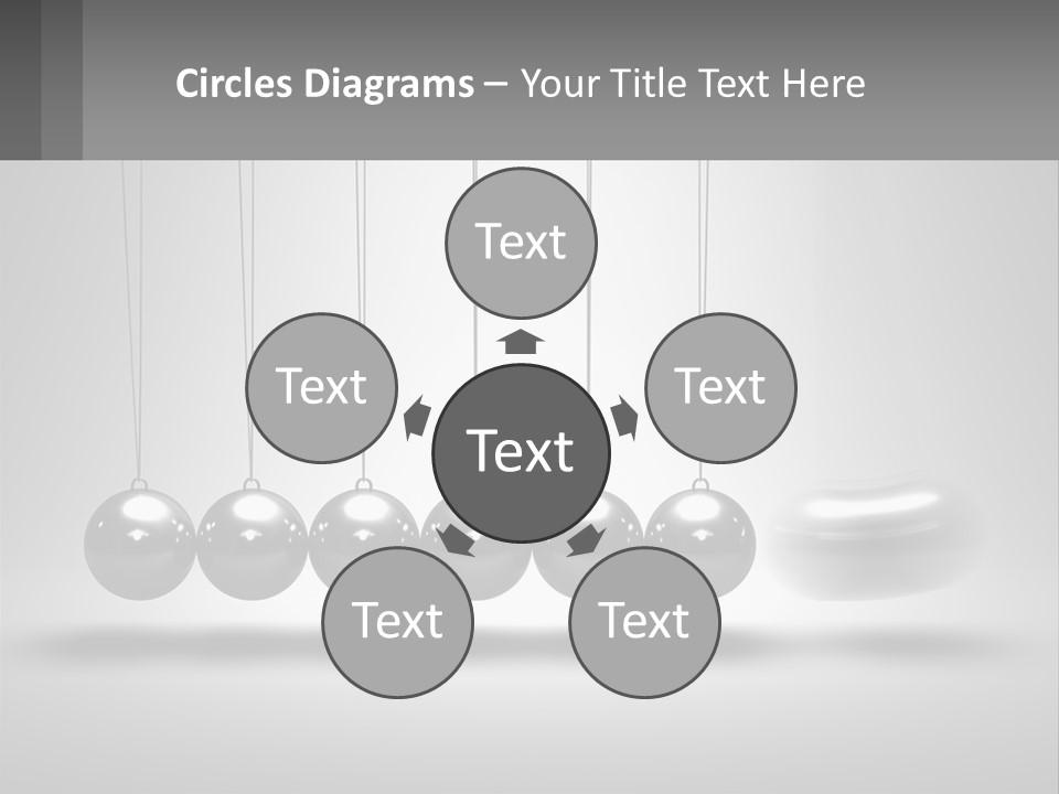 A Group Of Balls Hanging From Strings In A Room PowerPoint Template