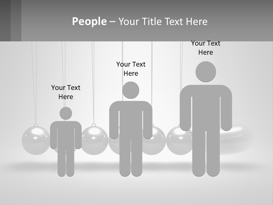 A Group Of Balls Hanging From Strings In A Room PowerPoint Template