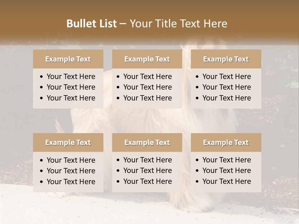 A Shaggy Dog Standing In Front Of A Bush PowerPoint Template