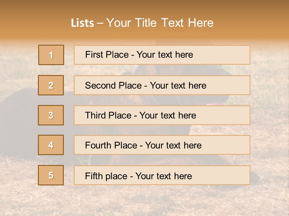 A Large Brown Dog Laying On Top Of A Dry Grass Field PowerPoint Template