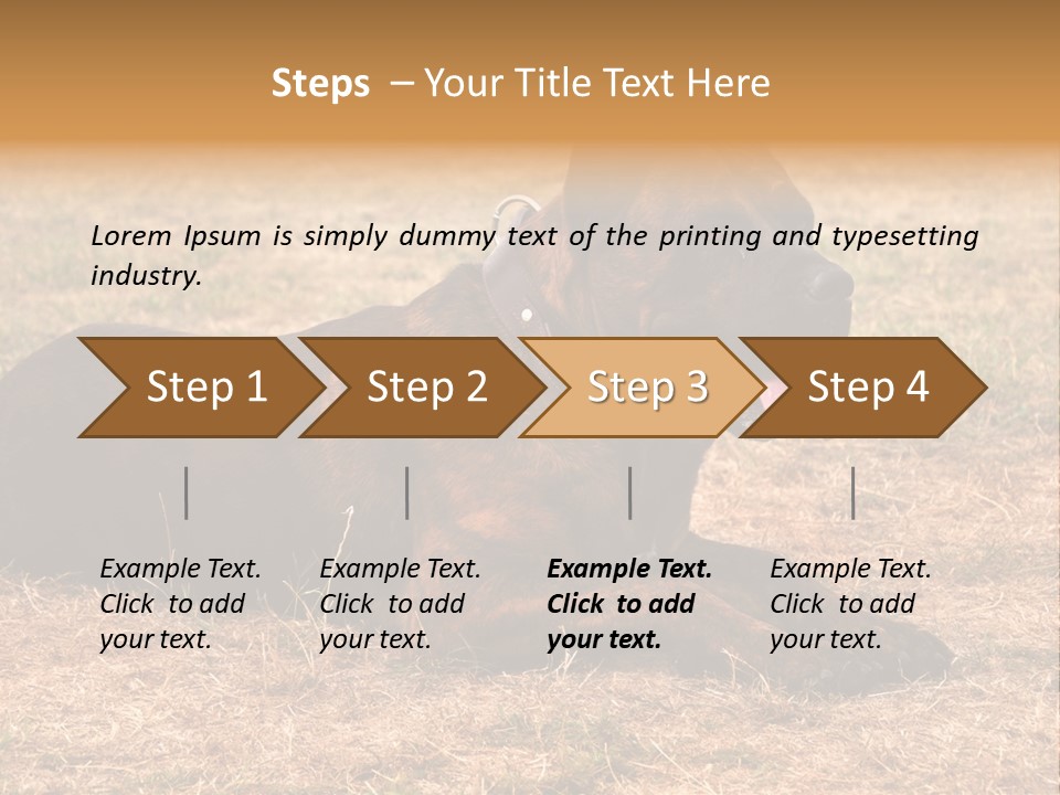 A Large Brown Dog Laying On Top Of A Dry Grass Field PowerPoint Template