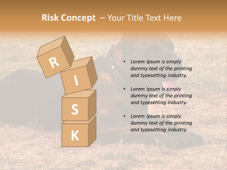 A Large Brown Dog Laying On Top Of A Dry Grass Field PowerPoint Template