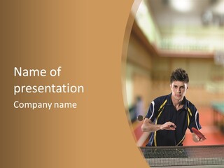 A Man Is Playing Ping Pong On A Table PowerPoint Template