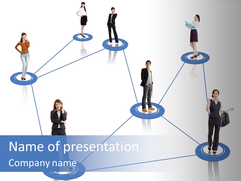 A Group Of People Standing In A Network PowerPoint Template