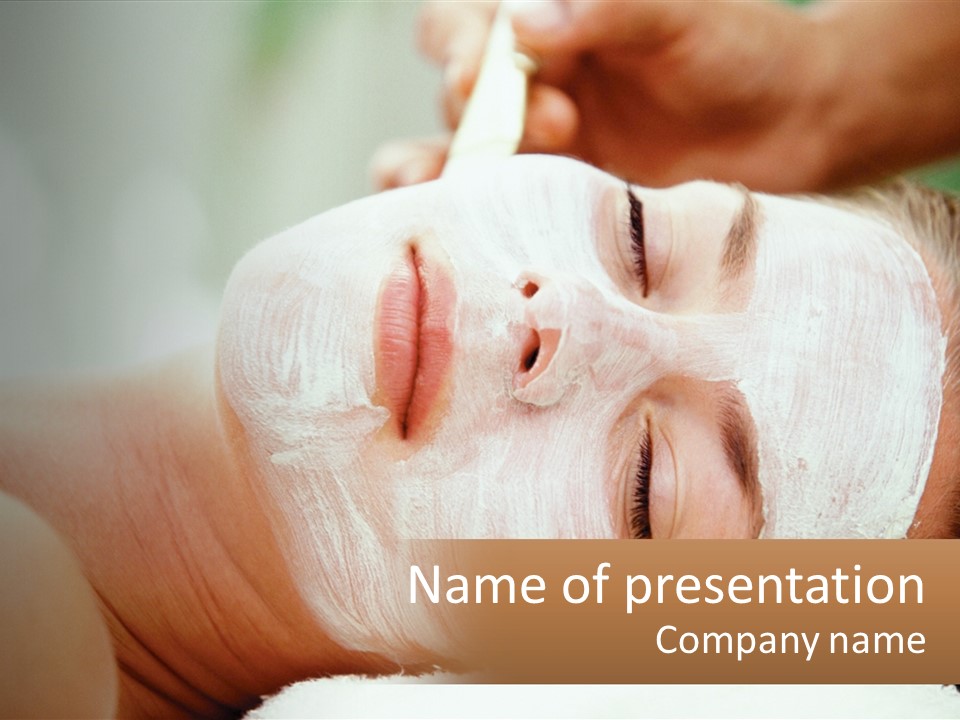 A Woman Getting A Facial Mask On Her Face PowerPoint Template
