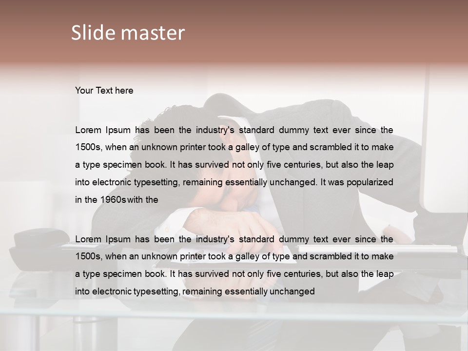 A Man In A Suit Sleeping On A Desk PowerPoint Template