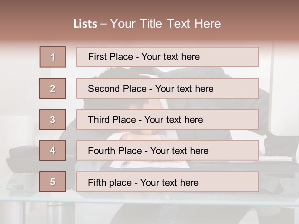 A Man In A Suit Sleeping On A Desk PowerPoint Template