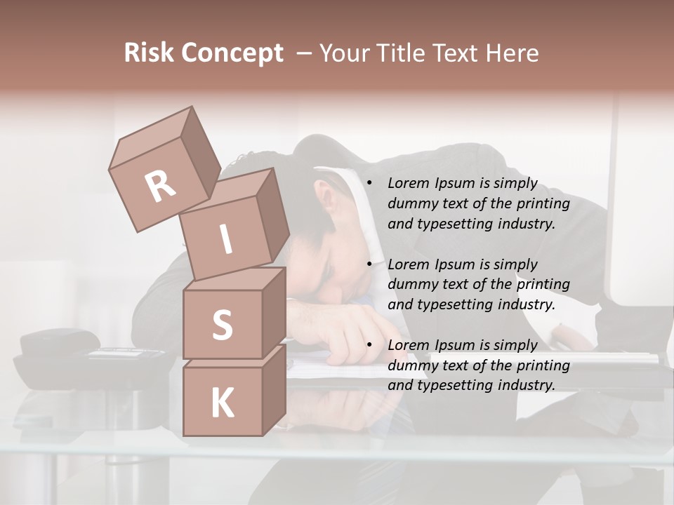 A Man In A Suit Sleeping On A Desk PowerPoint Template