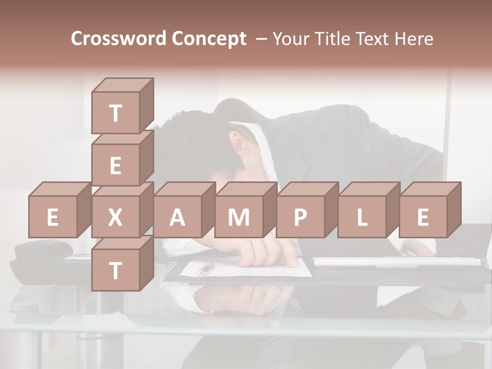 A Man In A Suit Sleeping On A Desk PowerPoint Template