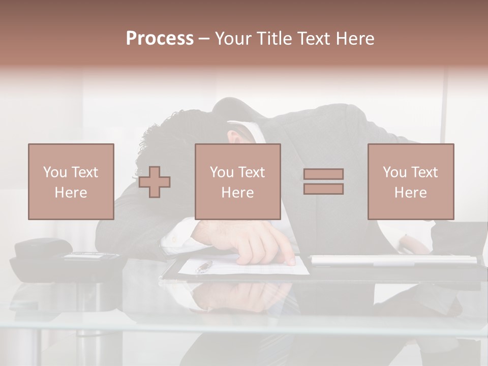 A Man In A Suit Sleeping On A Desk PowerPoint Template
