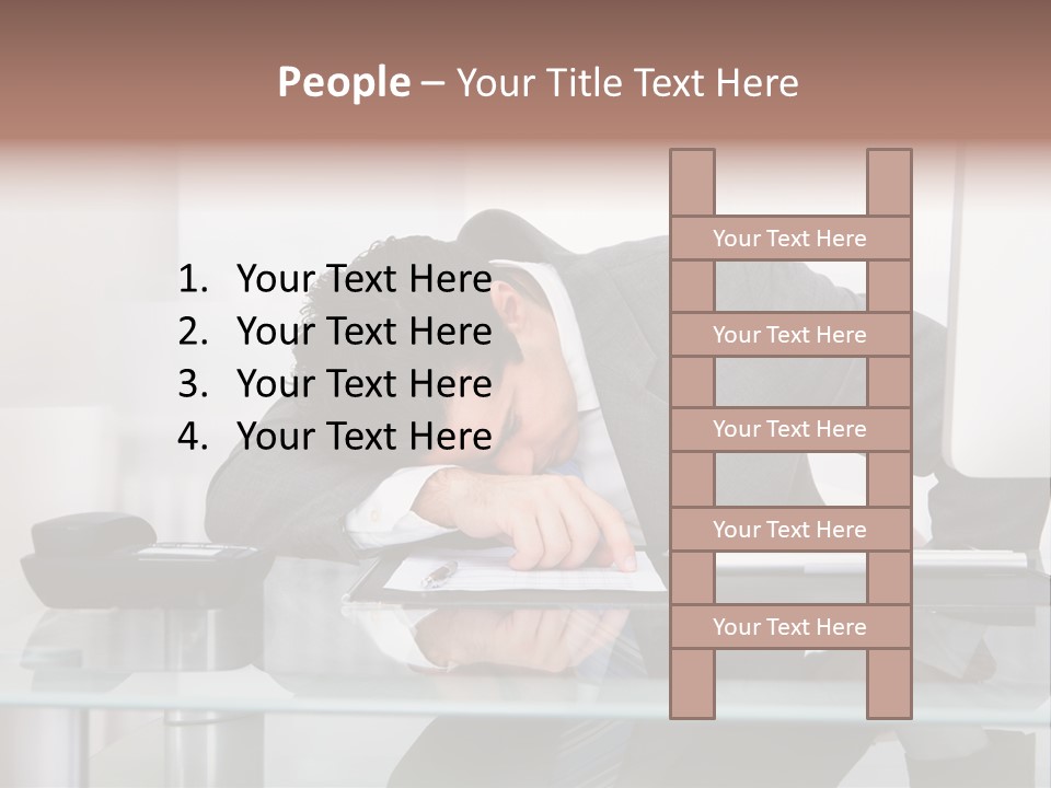 A Man In A Suit Sleeping On A Desk PowerPoint Template