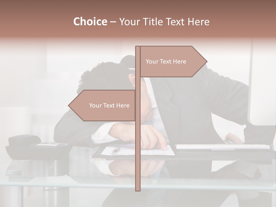 A Man In A Suit Sleeping On A Desk PowerPoint Template