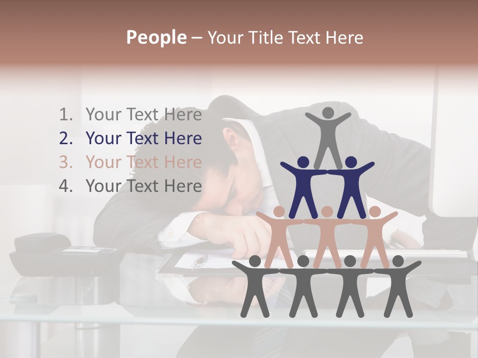 A Man In A Suit Sleeping On A Desk PowerPoint Template