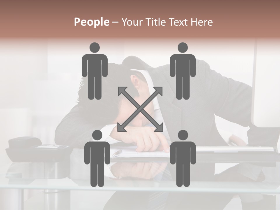 A Man In A Suit Sleeping On A Desk PowerPoint Template