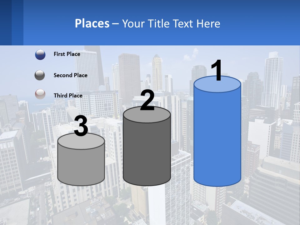 A City Skyline With Skyscrapers And A Blue Sky PowerPoint Template