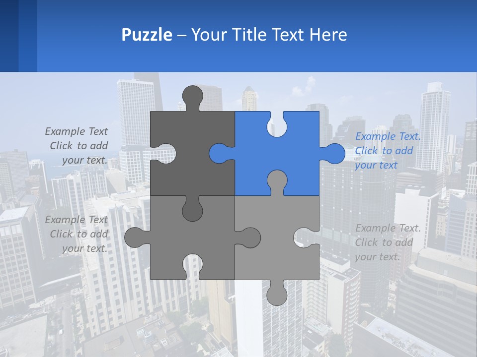 A City Skyline With Skyscrapers And A Blue Sky PowerPoint Template