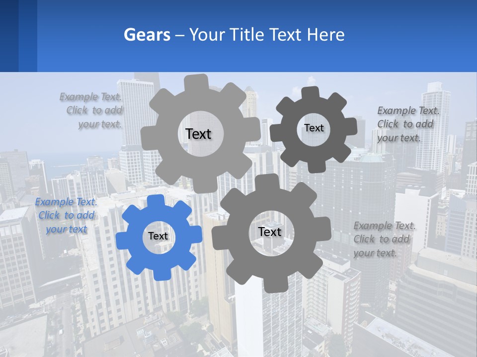 A City Skyline With Skyscrapers And A Blue Sky PowerPoint Template