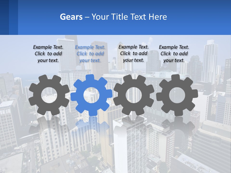 A City Skyline With Skyscrapers And A Blue Sky PowerPoint Template