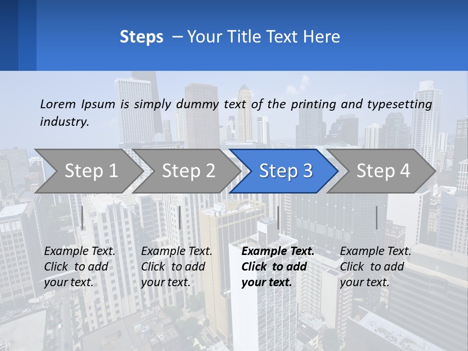A City Skyline With Skyscrapers And A Blue Sky PowerPoint Template