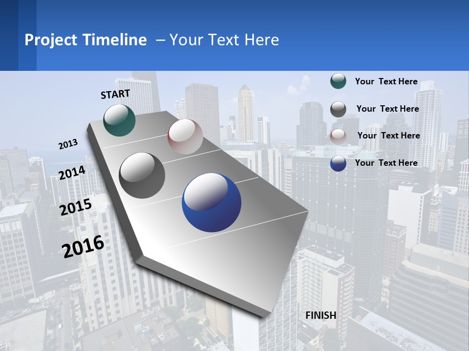 A City Skyline With Skyscrapers And A Blue Sky PowerPoint Template