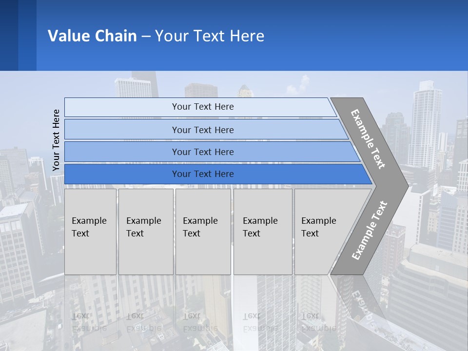 A City Skyline With Skyscrapers And A Blue Sky PowerPoint Template