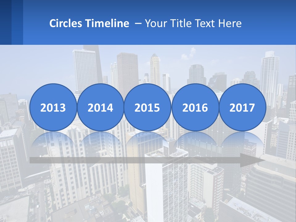 A City Skyline With Skyscrapers And A Blue Sky PowerPoint Template