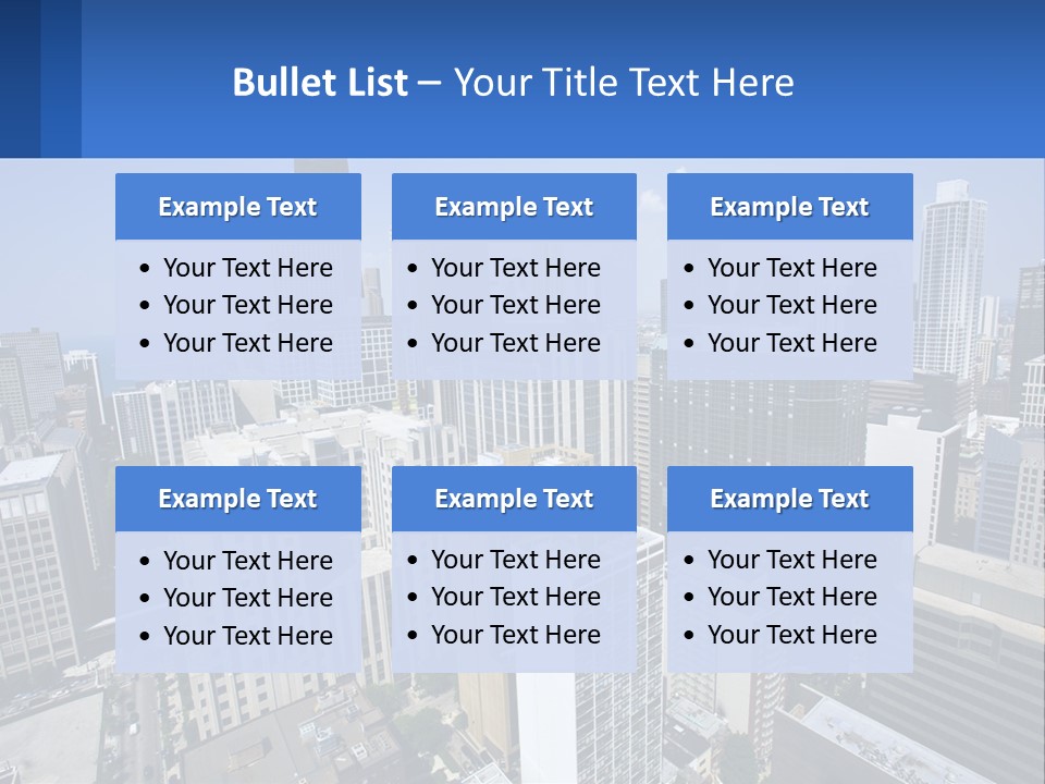 A City Skyline With Skyscrapers And A Blue Sky PowerPoint Template