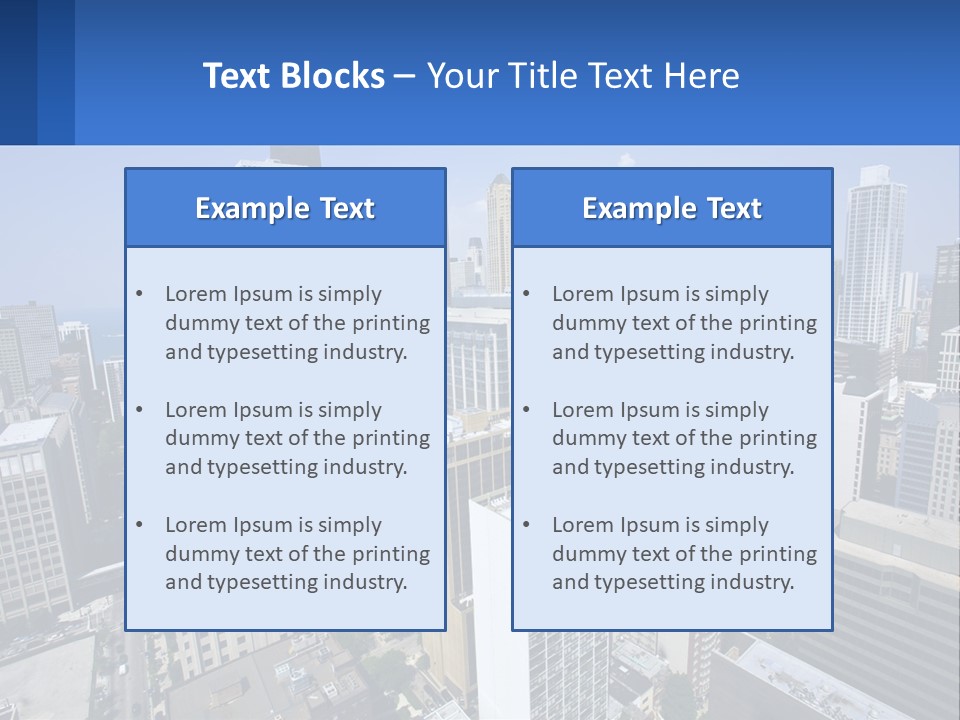 A City Skyline With Skyscrapers And A Blue Sky PowerPoint Template