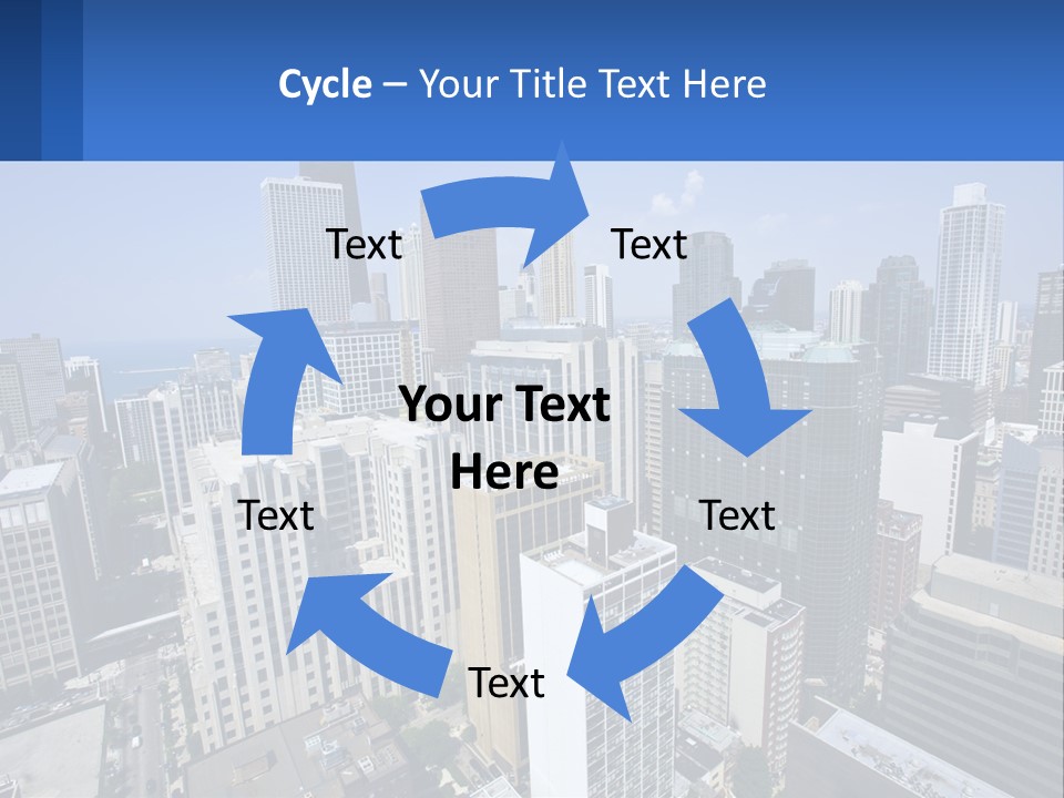 A City Skyline With Skyscrapers And A Blue Sky PowerPoint Template