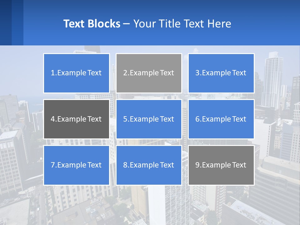 A City Skyline With Skyscrapers And A Blue Sky PowerPoint Template