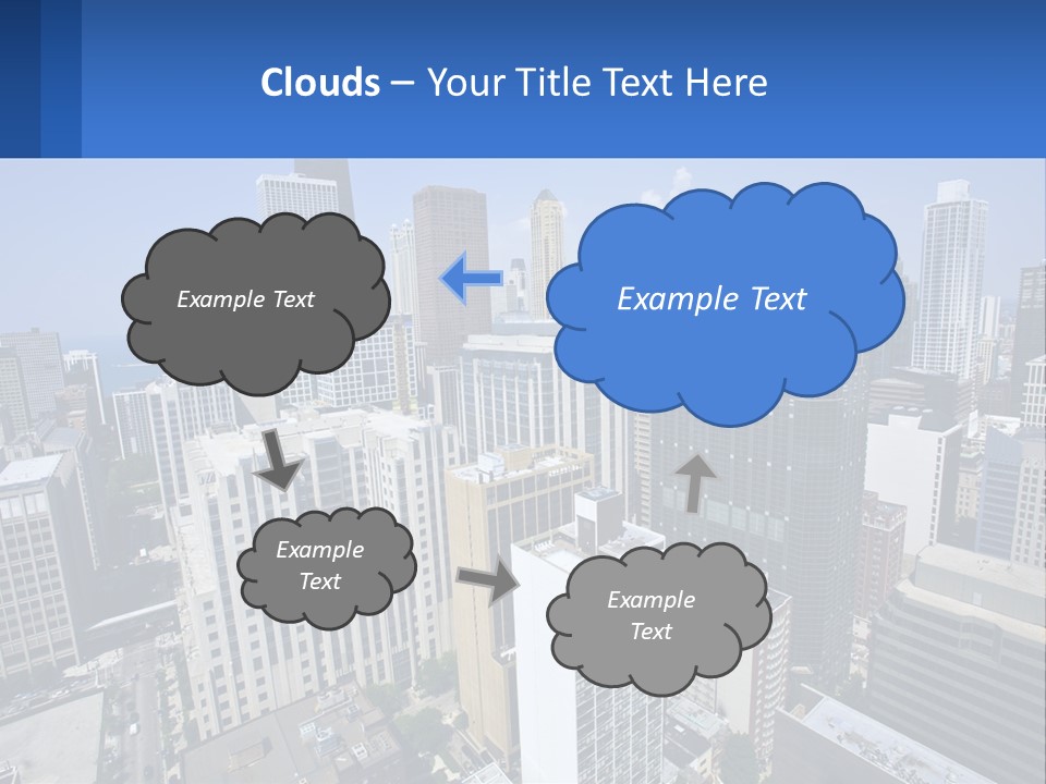 A City Skyline With Skyscrapers And A Blue Sky PowerPoint Template