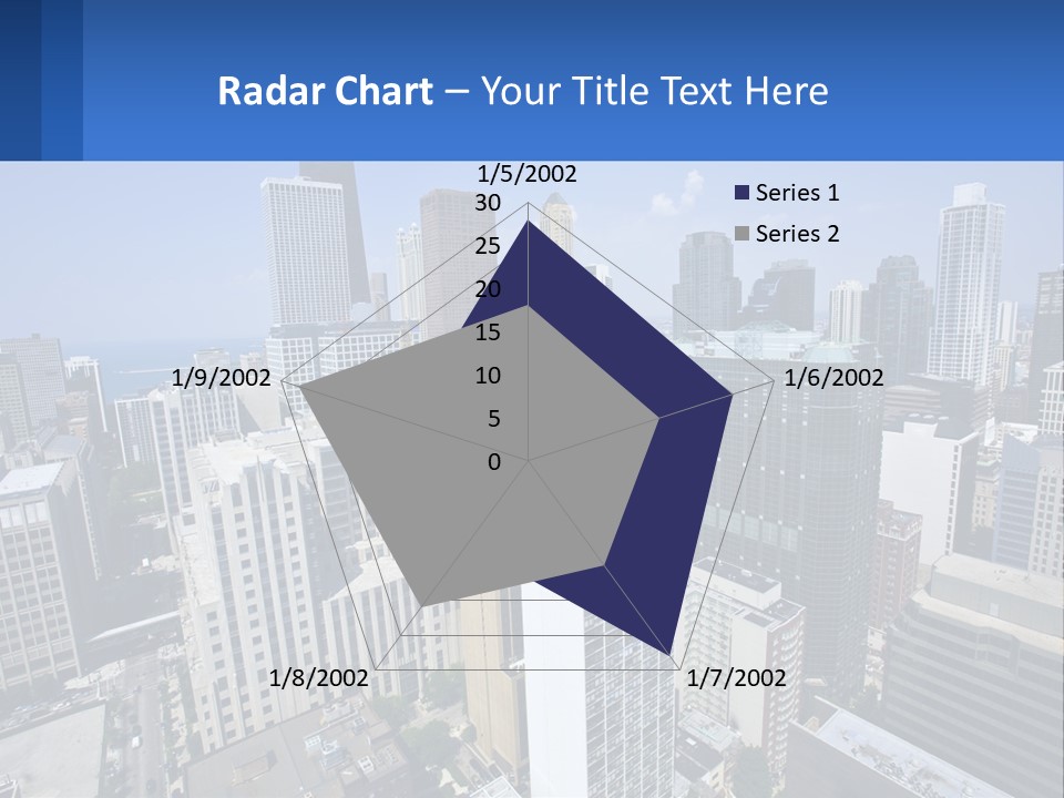 A City Skyline With Skyscrapers And A Blue Sky PowerPoint Template