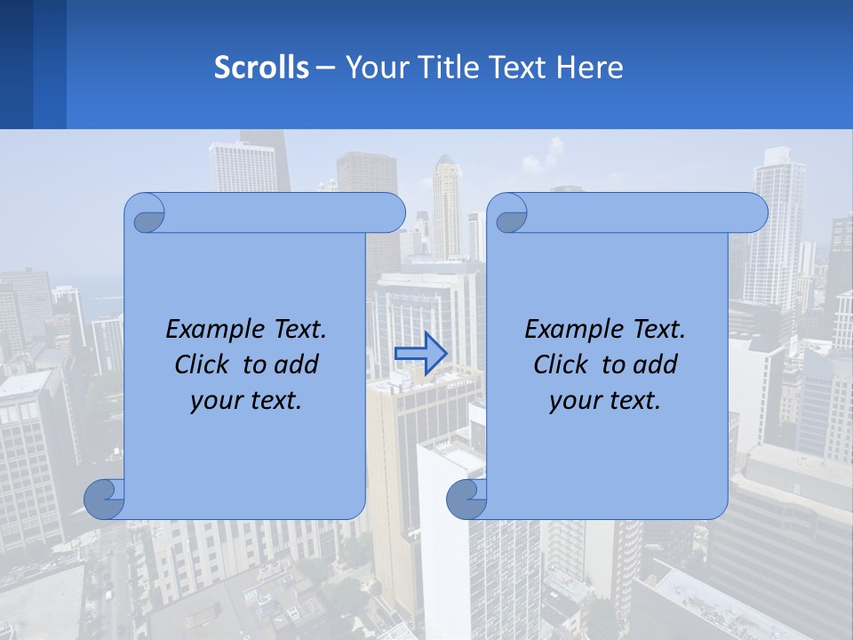 A City Skyline With Skyscrapers And A Blue Sky PowerPoint Template