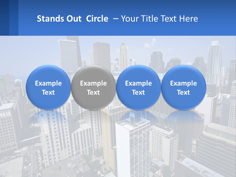 A City Skyline With Skyscrapers And A Blue Sky PowerPoint Template