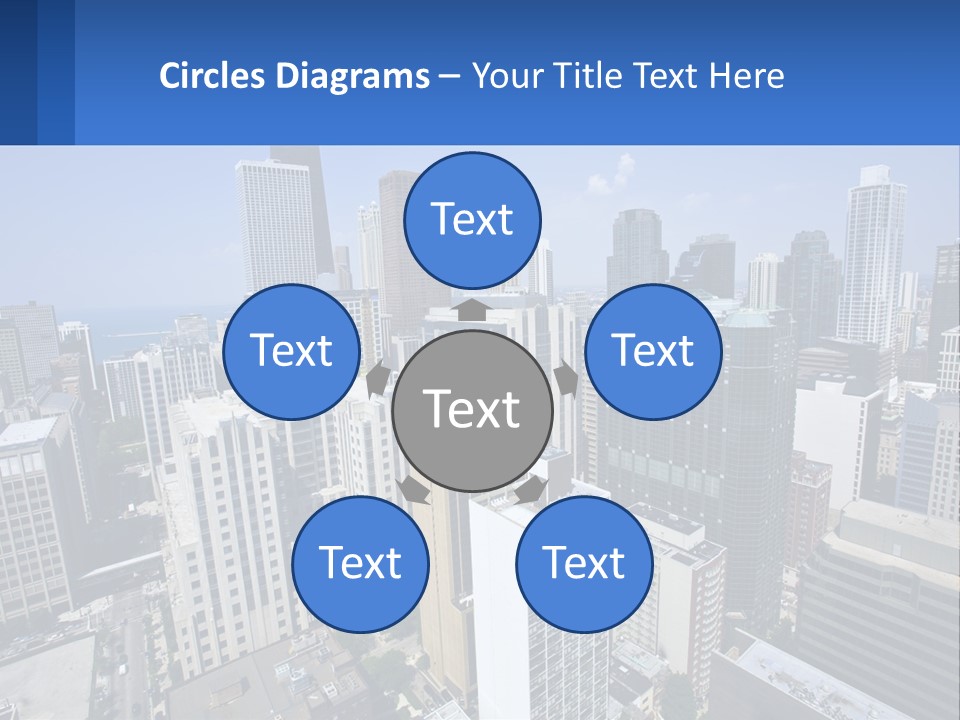 A City Skyline With Skyscrapers And A Blue Sky PowerPoint Template