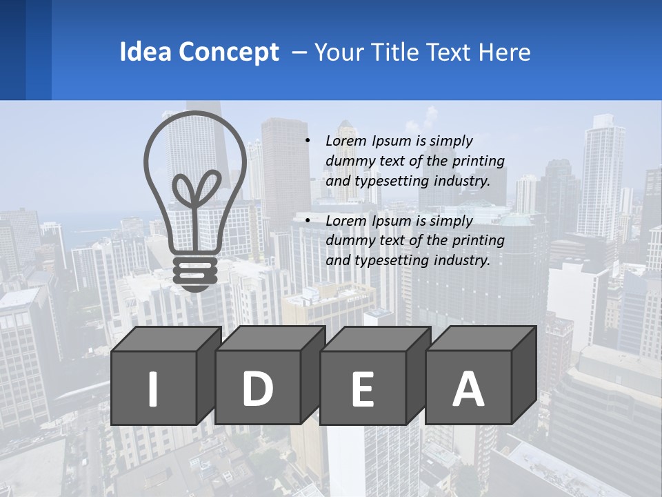 A City Skyline With Skyscrapers And A Blue Sky PowerPoint Template