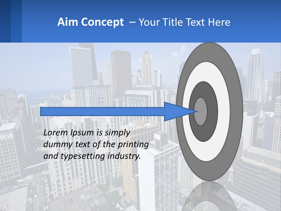 A City Skyline With Skyscrapers And A Blue Sky PowerPoint Template