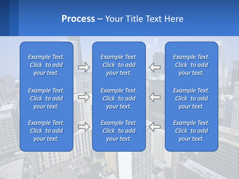A City Skyline With Skyscrapers And A Blue Sky PowerPoint Template