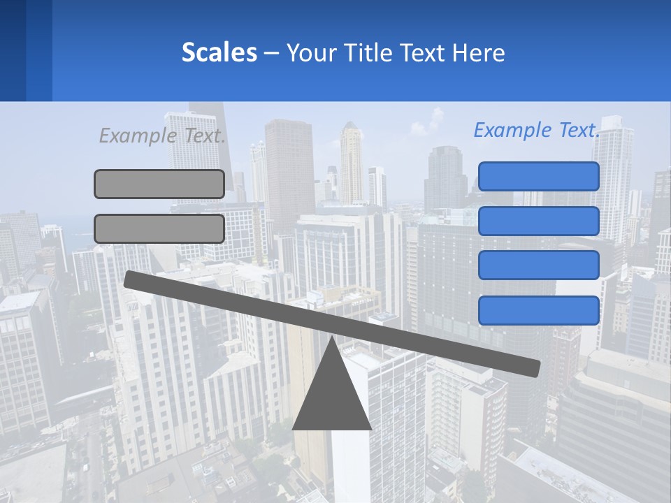 A City Skyline With Skyscrapers And A Blue Sky PowerPoint Template
