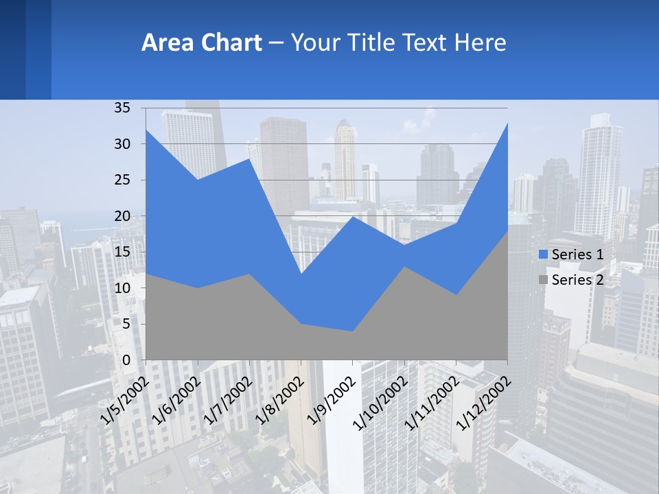 A City Skyline With Skyscrapers And A Blue Sky PowerPoint Template