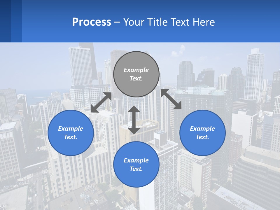 A City Skyline With Skyscrapers And A Blue Sky PowerPoint Template